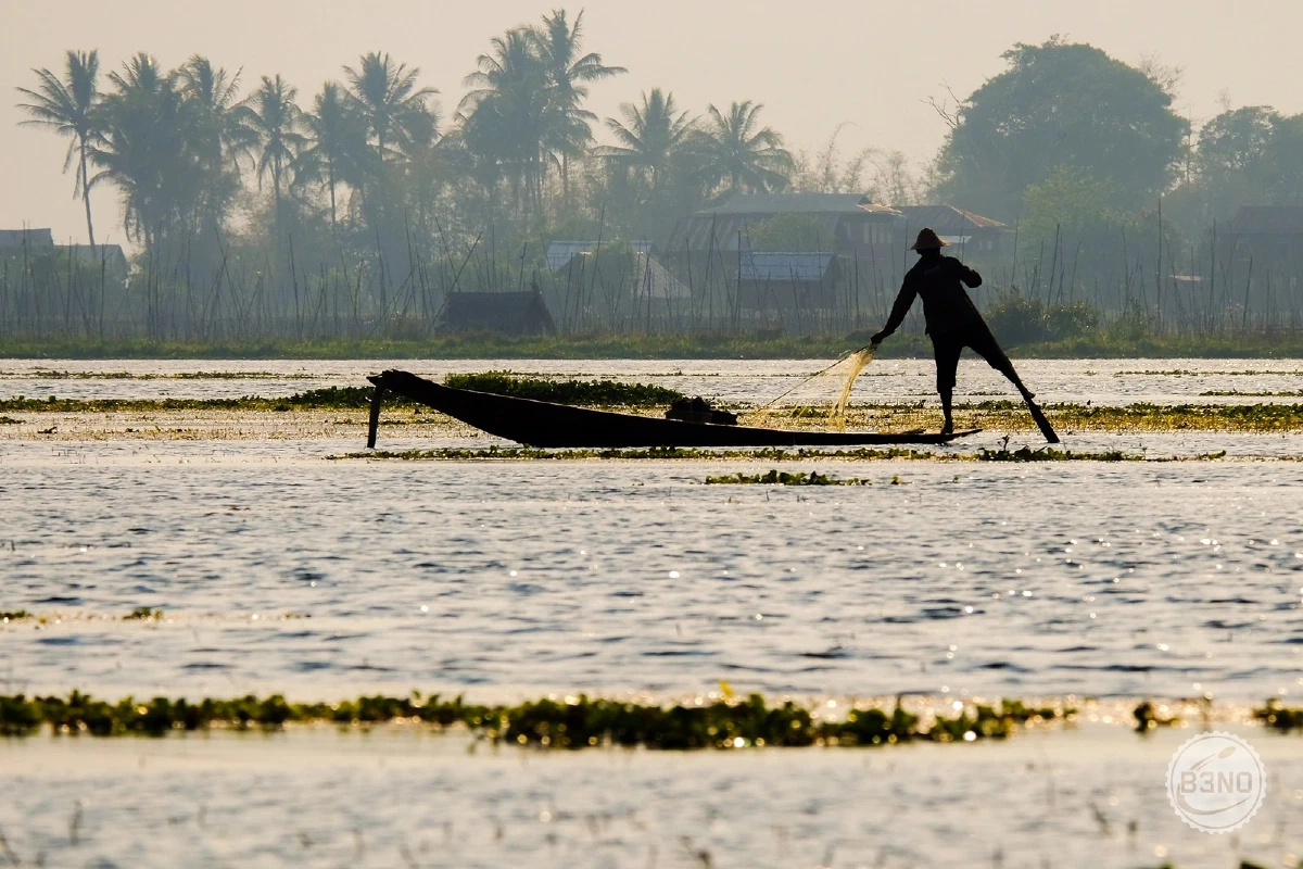 Pêcheur intha au filet, lac Inle — Lac Inle, Voyages